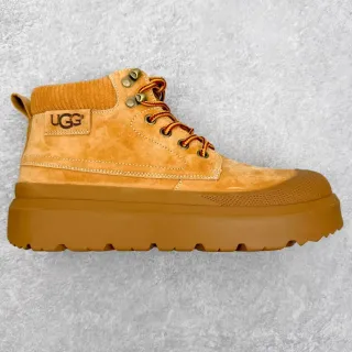 UGG Brown Beige Suede Upper Ribbed Knit Collar Ankle Boots