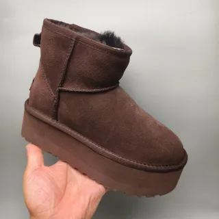 UGG Marrón Negro Ante Superior Forrado con Shearling Puño Botas de Nieve