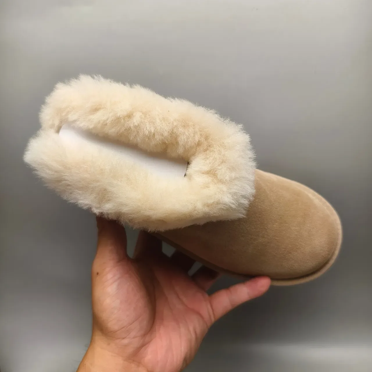 UGG Classic Mini Beige Suede Shearling Cuff Snow Boots 3