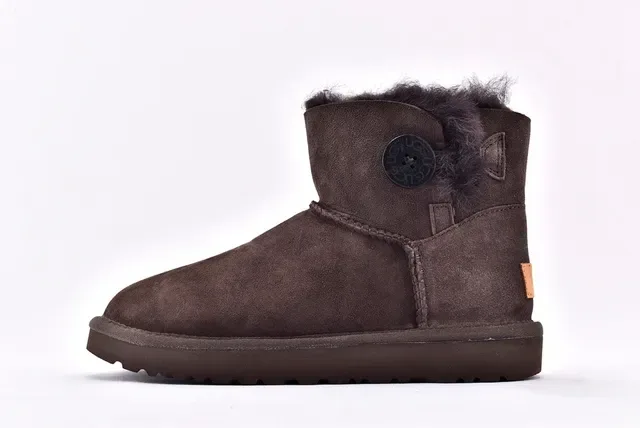 UGG Classic Mini Brown Suede Shearling-Lined Snow Boots 2