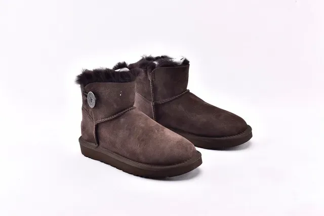 UGG Classic Mini Brown Suede Shearling-Lined Snow Boots 3