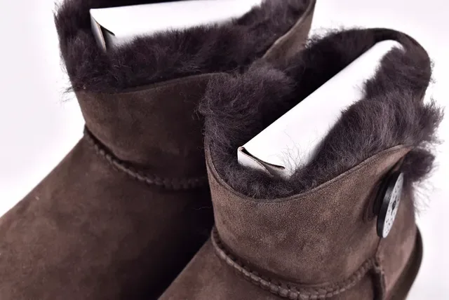 UGG Classic Mini Brown Suede Shearling-Lined Snow Boots 5