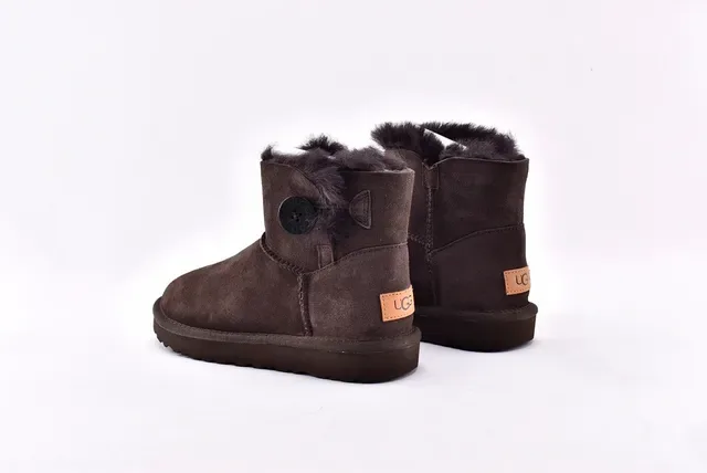 UGG Classic Mini Brown Suede Shearling-Lined Snow Boots 8