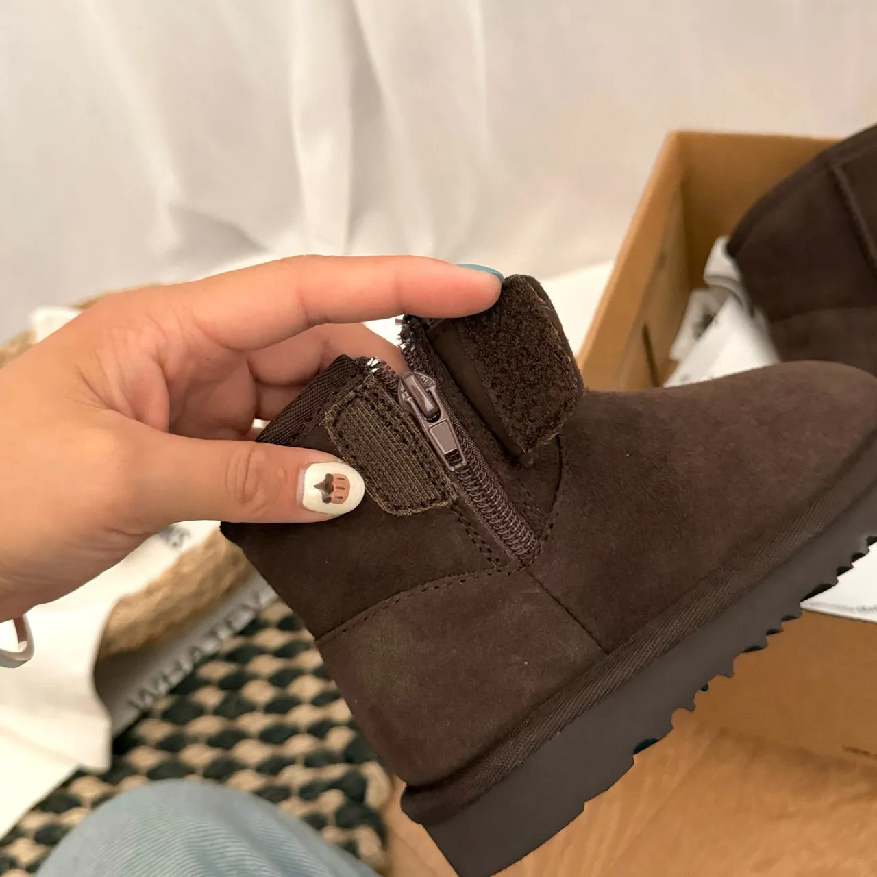 UGG Classic Mini Tan Suede Shearling-Lined Snow Boots 7