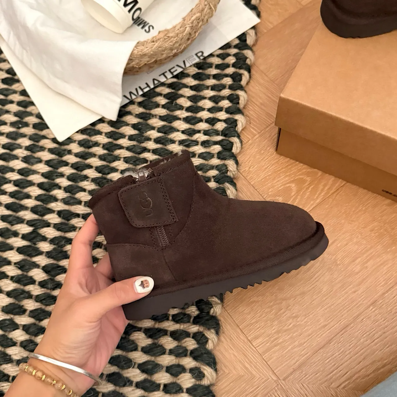 UGG Classic Mini Tan Suede Shearling-Lined Snow Boots 8