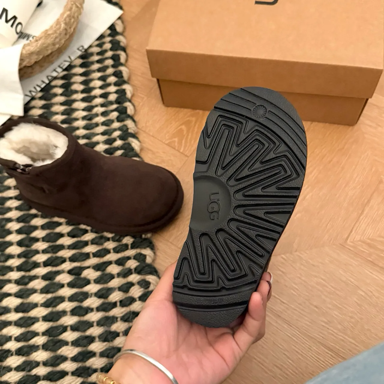 UGG Classic Mini Tan Suede Shearling-Lined Snow Boots 9