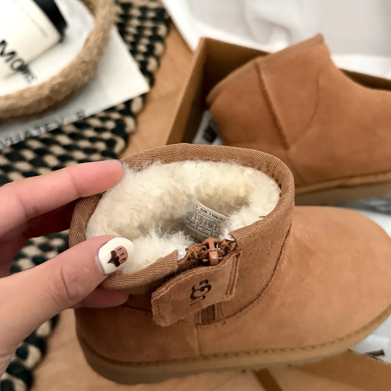 UGG Classic Mini Tan Suede Shearling-Lined Snow Boots 12