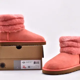UGG Fluff Mini Quilted Coral Pink Snow Boots