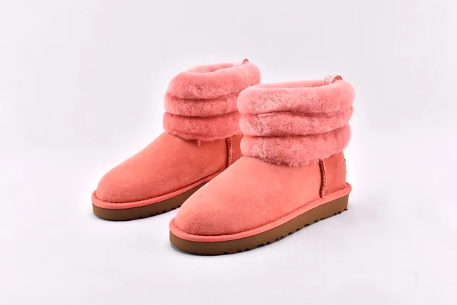 UGG Fluff Mini Quilted Coral Pink Snow Boots 2