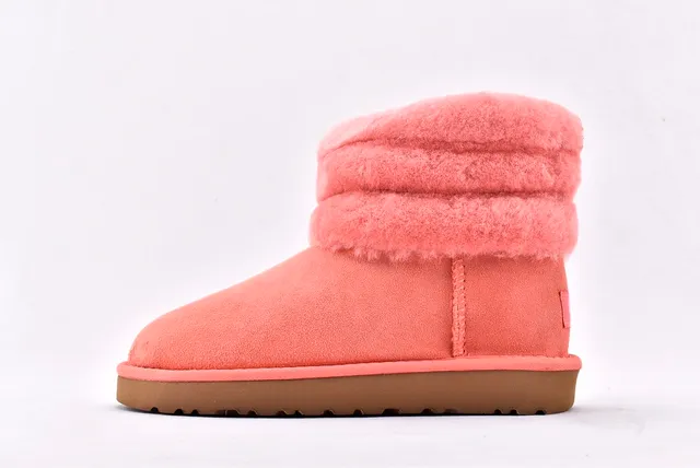 UGG Fluff Mini Quilted Coral Pink Snow Boots 8