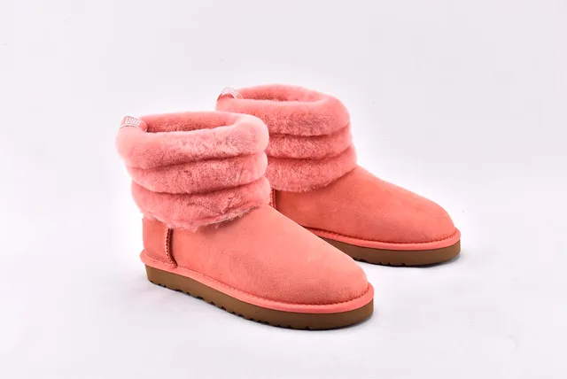 UGG Fluff Mini Quilted Coral Pink Snow Boots 9