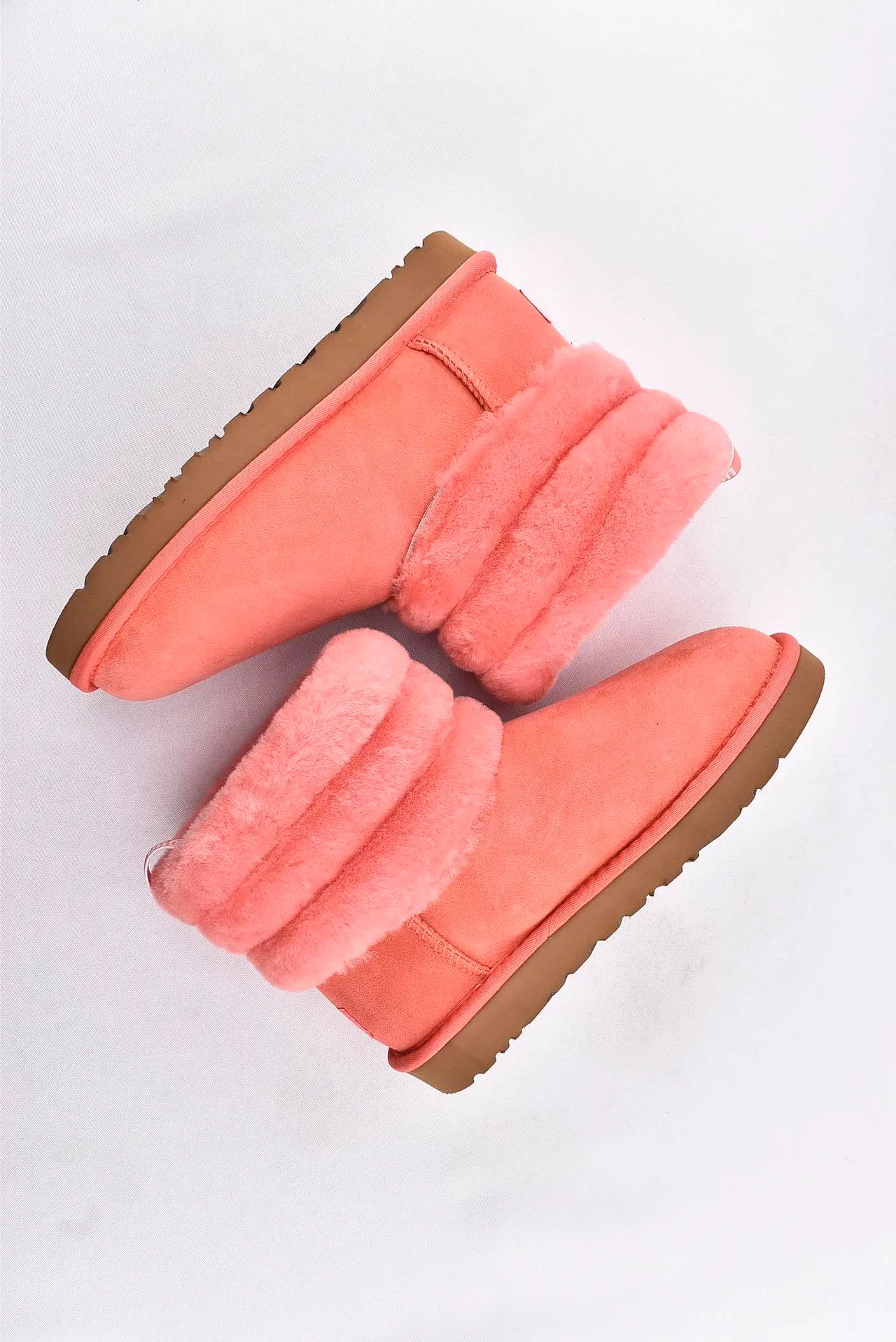UGG Fluff Mini Quilted Coral Pink Snow Boots 12