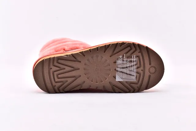 UGG Fluff Mini Quilted Coral Pink Snow Boots 13