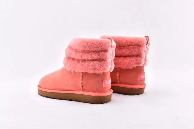 UGG Fluff Mini Quilted Coral Pink Snow Boots 14