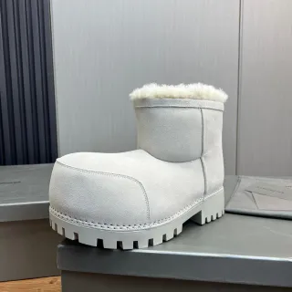 UGG Gray White Suede Upper Shearling-Lined Cuff Snow Boots