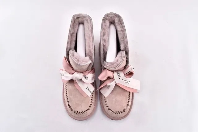 UGG Mini Bailey Bow Beige Suede Ankle Boots 3