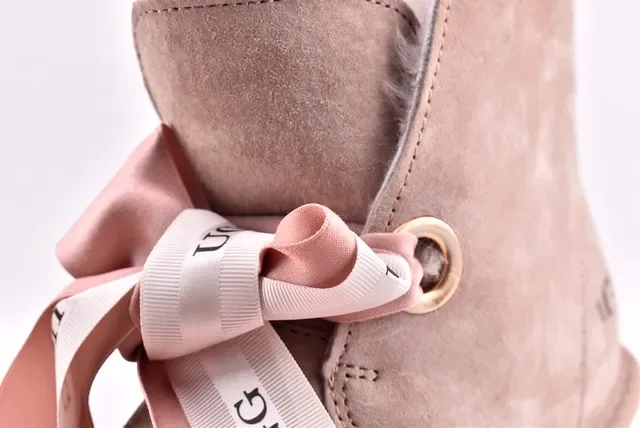 UGG Mini Bailey Bow Beige Suede Ankle Boots 5