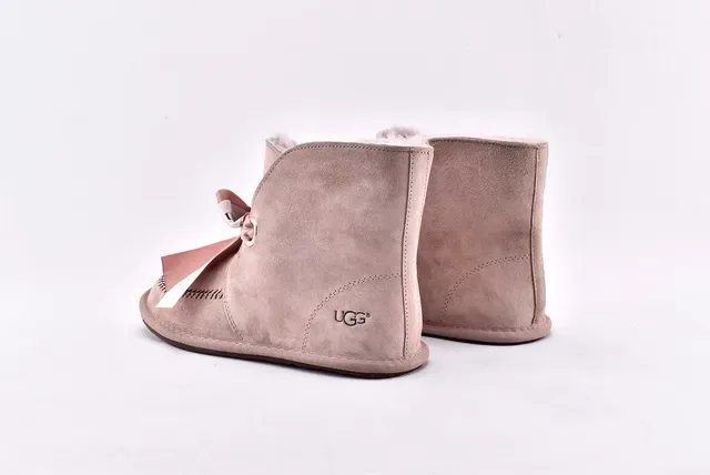 UGG Mini Bailey Bow Beige Suede Ankle Boots 14