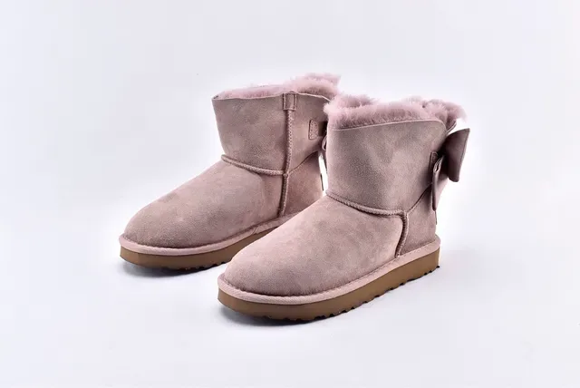 UGG Mini Bailey Bow Taupe Suede Snow Boots 2