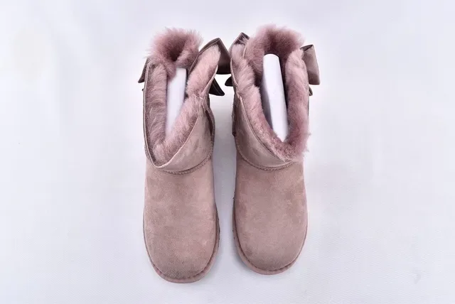 UGG Mini Bailey Bow Taupe Suede Snow Boots 3