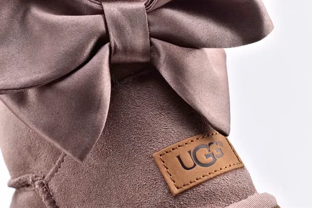 UGG Mini Bailey Bow Taupe Suede Snow Boots 6