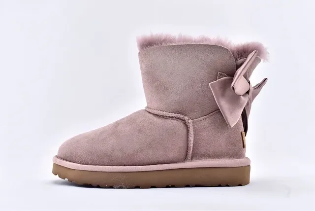 UGG Mini Bailey Bow Taupe Suede Snow Boots 8