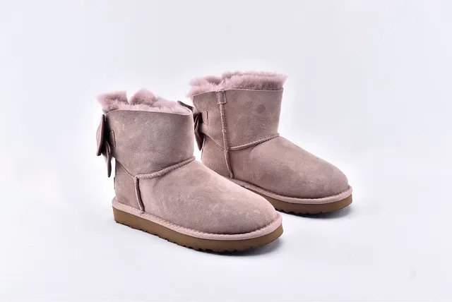 UGG Mini Bailey Bow Taupe Suede Snow Boots 9