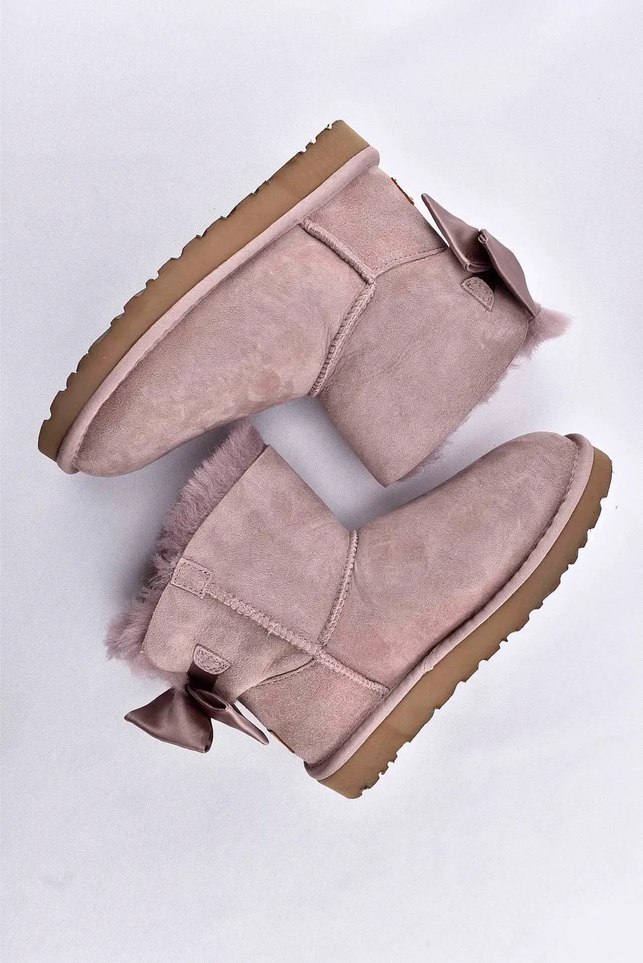UGG Mini Bailey Bow Taupe Suede Snow Boots 12