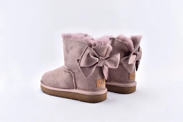 UGG Mini Bailey Bow Taupe Suede Snow Boots 14