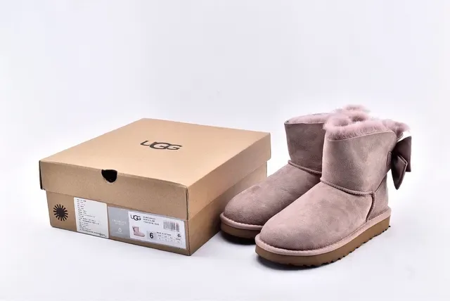 UGG Mini Bailey Bow Taupe Suede Snow Boots 15