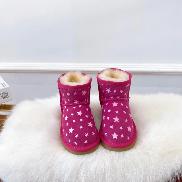 UGG Pink Beige Star-Printed Upper Shearling-Lined Snow Boots 4