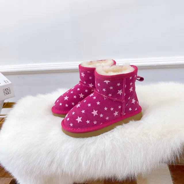 UGG Pink Beige Star-Printed Upper Shearling-Lined Snow Boots 5