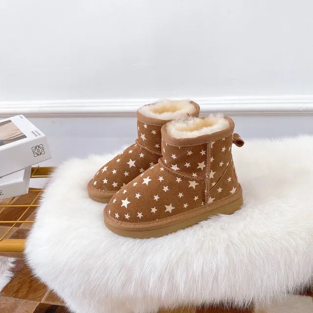 UGG Pink Beige Star-Printed Upper Shearling-Lined Snow Boots 18