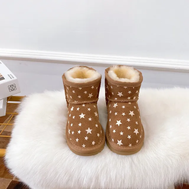 UGG Pink Beige Star-Printed Upper Shearling-Lined Snow Boots 19