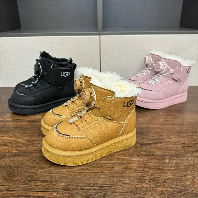 UGG Pink White Rotary Dial Closure Shearling-Lined Cuff Snow Boots 3