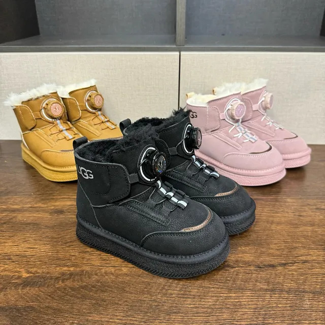 UGG Pink White Rotary Dial Closure Shearling-Lined Cuff Snow Boots 4