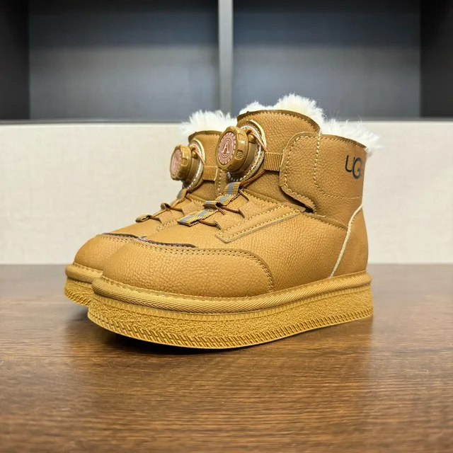 UGG Pink White Rotary Dial Closure Shearling-Lined Cuff Snow Boots 6
