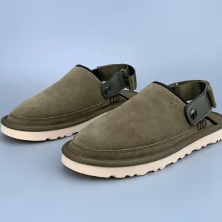 UGG Tasman Verde del Ejército Beige Ante Superior Correa Ajustable Zapatillas Casuales