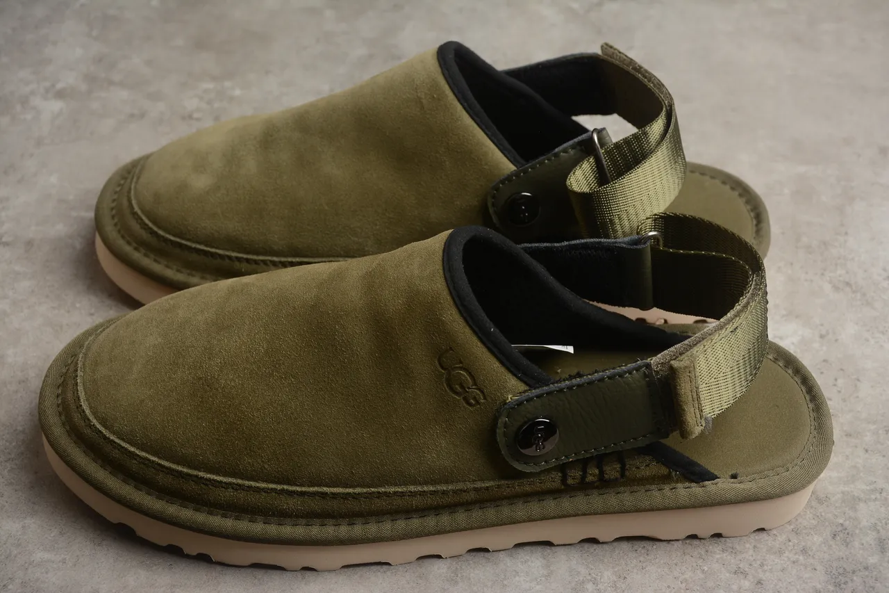 UGG Tasman Verde do Exército Bege Camurça Superior Cinto Ajustável Sapatos Casuais 16