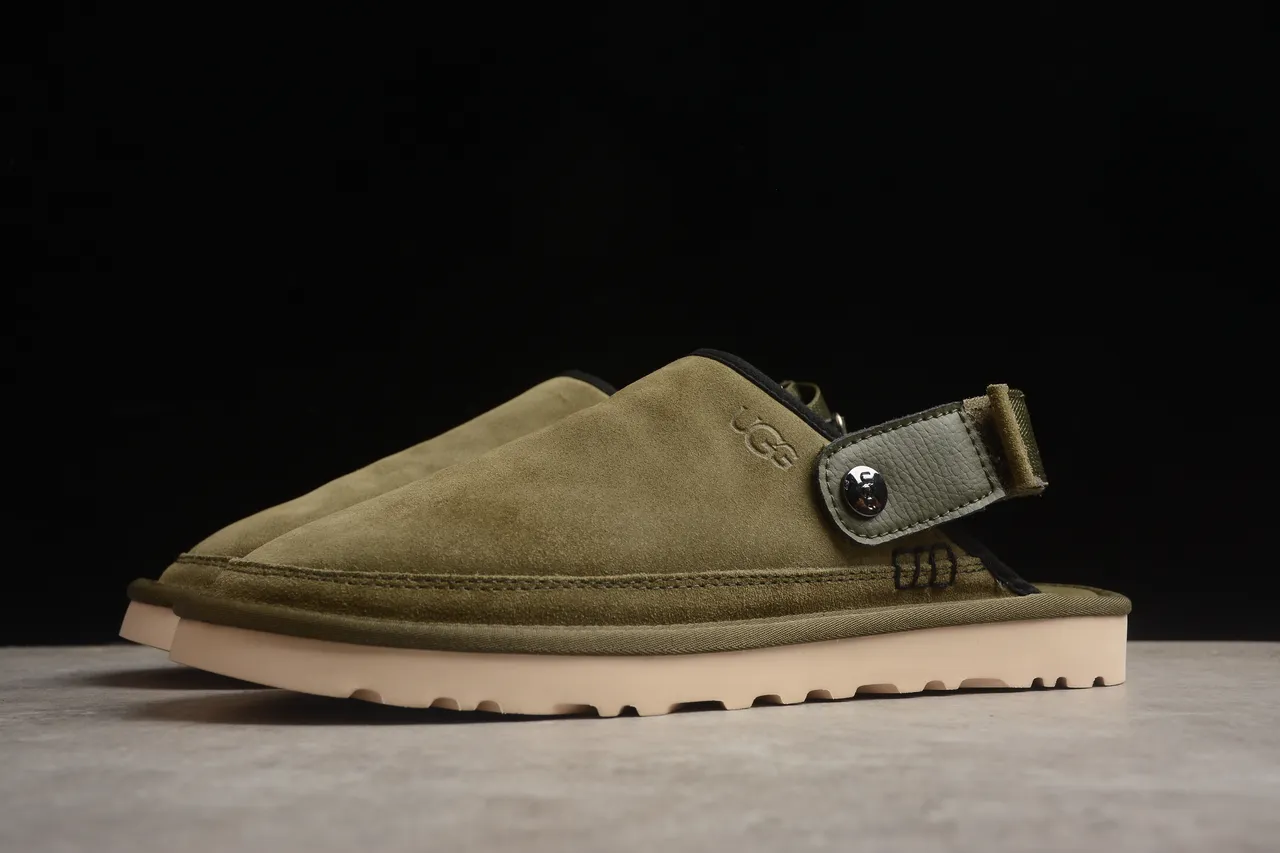 UGG Tasman Verde do Exército Bege Camurça Superior Cinto Ajustável Sapatos Casuais 21