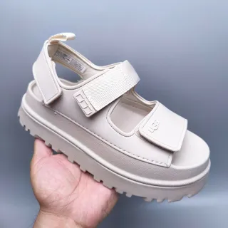UGG Tasman beige Chunky Platform Dual Velcro Straps sandales casuales