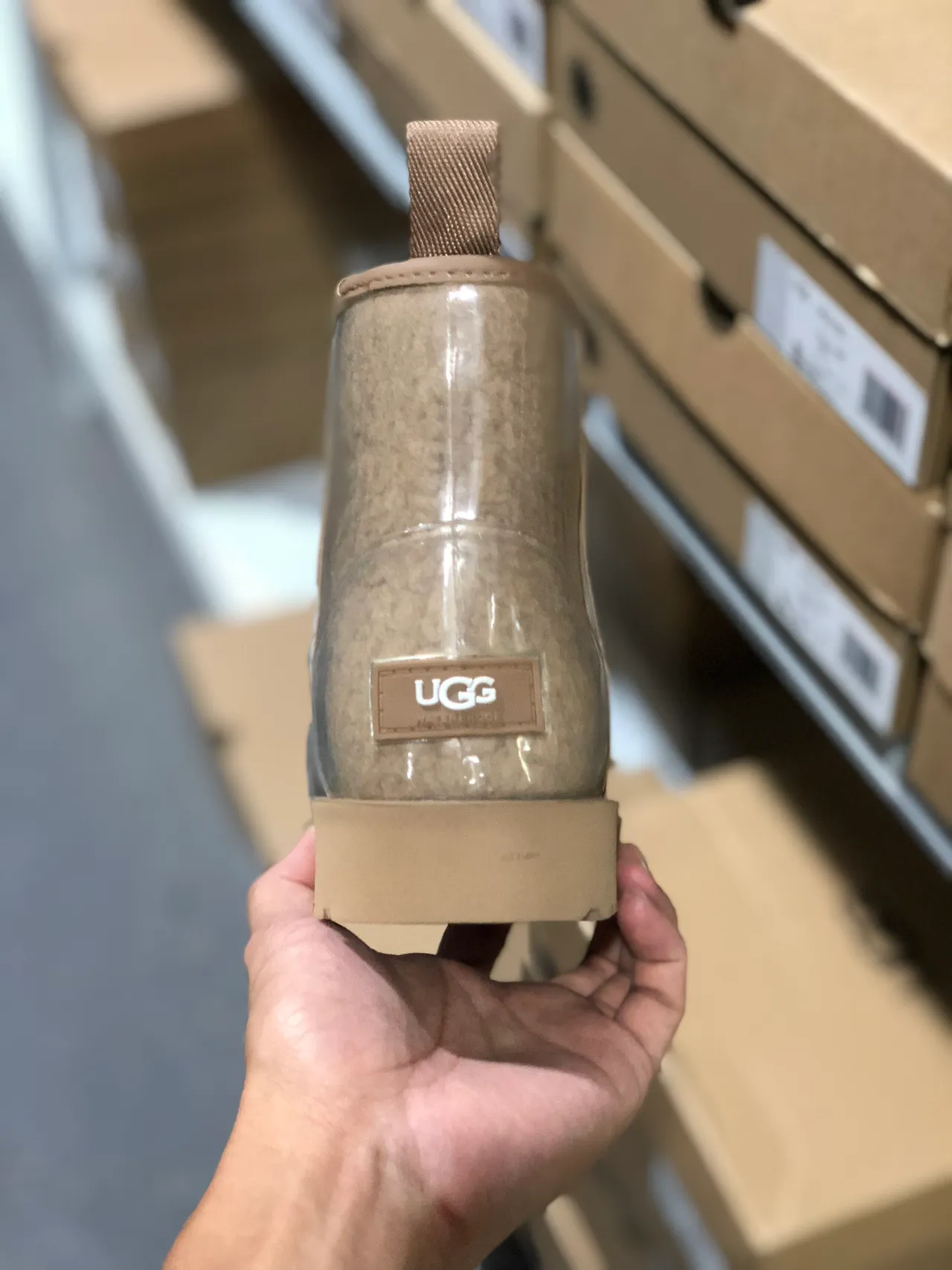 UGG Tasman Beige Shearling-Lined Transparent Snow Boots 3