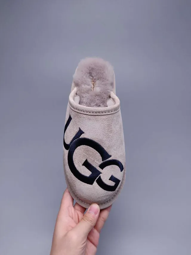 UGG Tasman Beige Suede Embroidered Logo Slipper 11