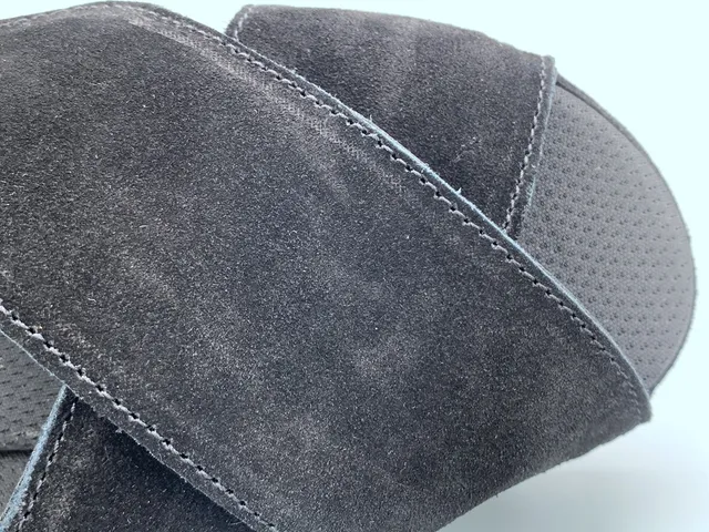 UGG Tasman Black Suede Cross Strap Platform Slippers 8