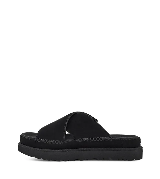 UGG Tasman Black Suede Cross Strap Platform Slippers 15
