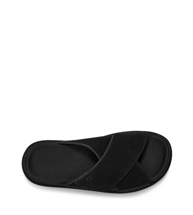 UGG Tasman Black Suede Cross Strap Platform Slippers 17