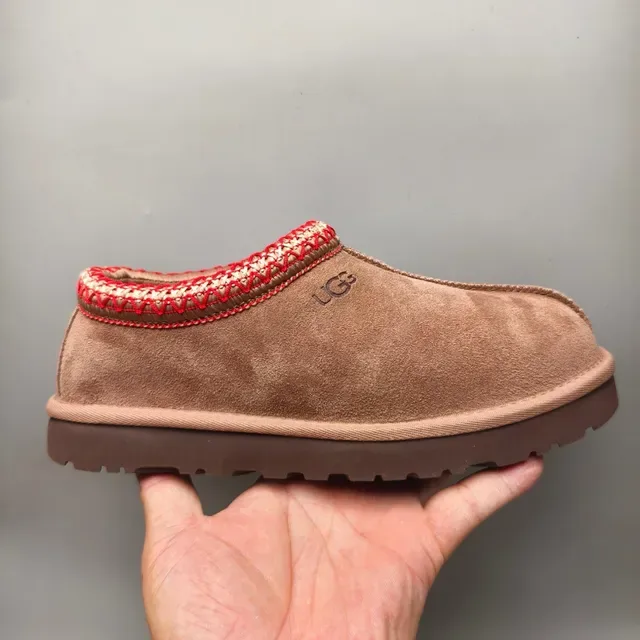 UGG Tasman Brown Red Suede Upper Woven Knit Cuff Casual Shoes 2