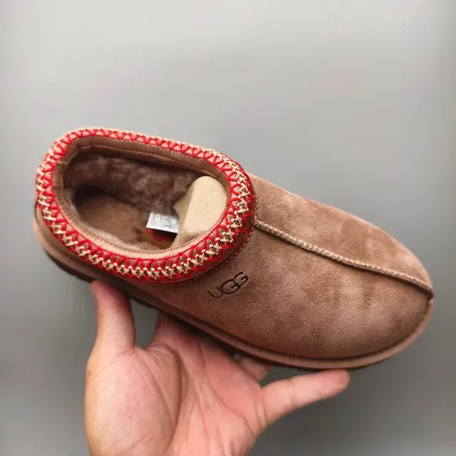 UGG Tasman Brown Red Suede Upper Woven Knit Cuff Casual Shoes 3
