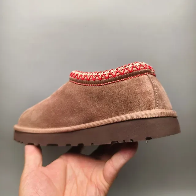 UGG Tasman Brown Red Suede Upper Woven Knit Cuff Casual Shoes 4