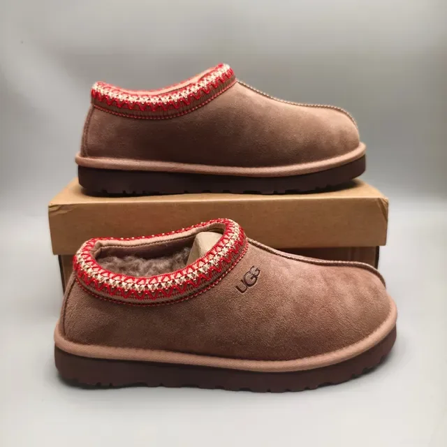 UGG Tasman Brown Red Suede Upper Woven Knit Cuff Casual Shoes 5